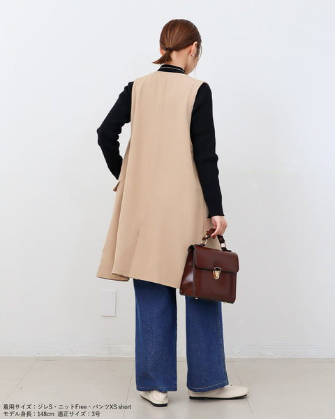 画像をギャラリービューアに読み込む, ノーカラーセミロングジレ(ブラック・ベージュのみセットアップ可能)【523】