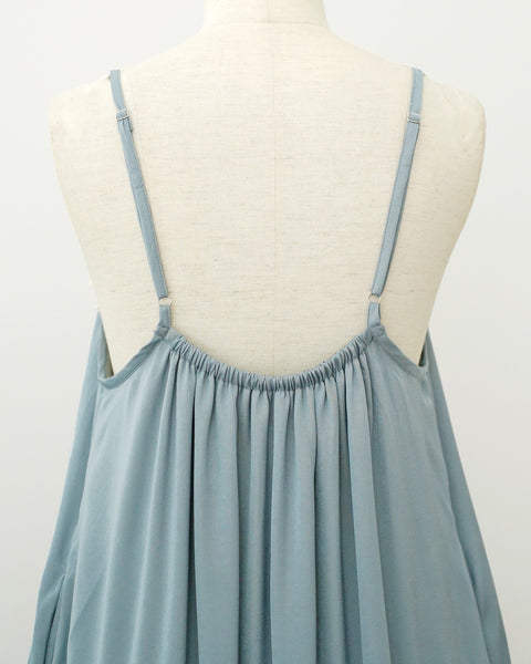 画像をギャラリービューアに読み込む, サテンギャザーキャミワンピース【672】