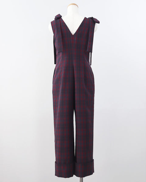 画像をギャラリービューアに読み込む, ショルダーリボンチェックロンパース【811】