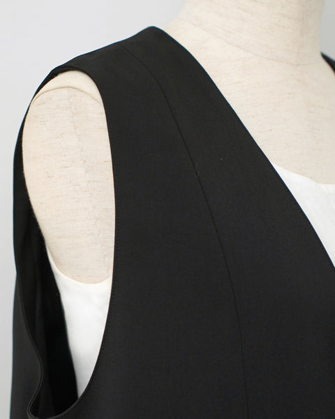 画像をギャラリービューアに読み込む, ノーカラーセミロングジレ(ブラック・ベージュのみセットアップ可能)【523】