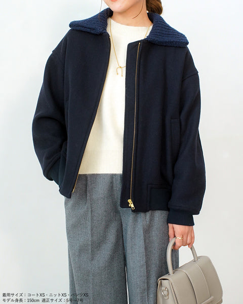 画像をギャラリービューアに読み込む, 2wayニット襟ブルゾン【313】