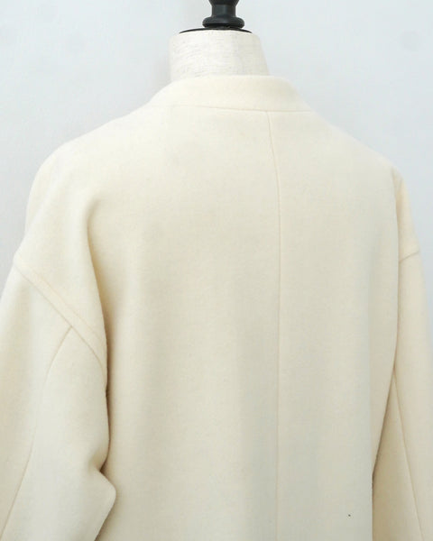 画像をギャラリービューアに読み込む, ノーカラーウールロングコート(Japan Fabric)【561】