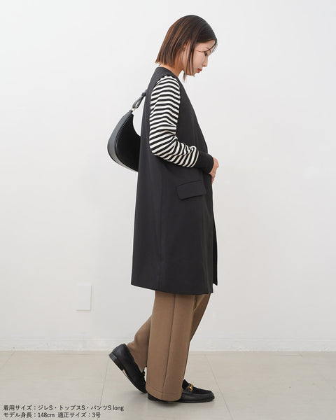 画像をギャラリービューアに読み込む, ノーカラーセミロングジレ(ブラック・ベージュのみセットアップ可能)【523】