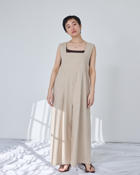 画像をギャラリービューアに読み込む, 低身長パンツ/低身長用ボトム/ボトム/リネンオーバーオール/小柄用/XSサイズ/SSサイズ/147㎝/低身長ブランド/低身長ハイウエストパンツ