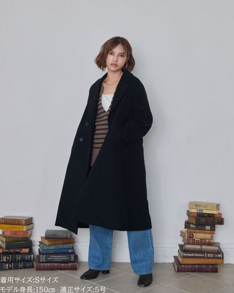 画像をギャラリービューアに読み込む, 低身長向けアウター/低身長向けコート/小柄アウター/小柄コート/アウター/コート/低身長/2025AW/ウールコート/国産上質生地