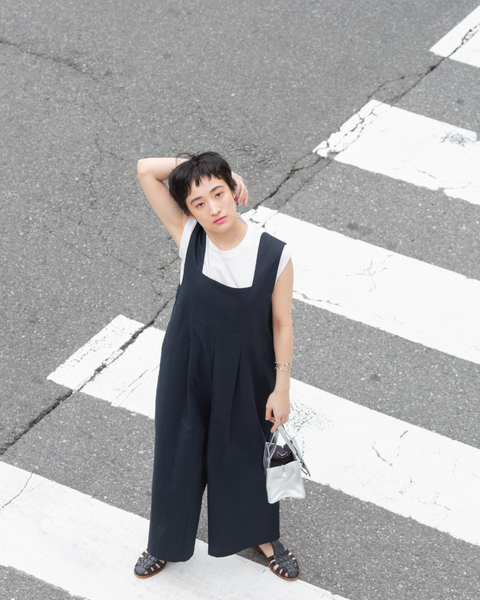 画像をギャラリービューアに読み込む, 低身長パンツ/低身長用ボトム/ボトム/リネンオーバーオール/小柄用/XSサイズ/SSサイズ/147㎝/低身長ブランド/低身長ハイウエストパンツ