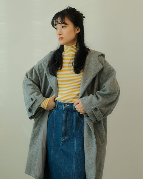 画像をギャラリービューアに読み込む, リラックスフードウールコート(Japan Fabric)【559】