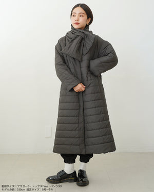 マフラー付きリバーシブル中綿コート【562】
