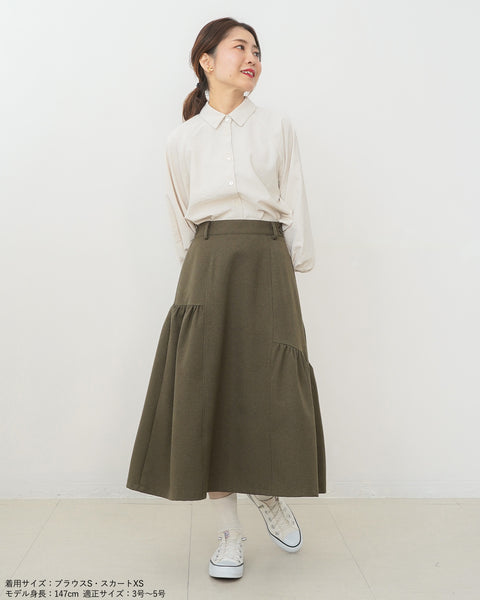 画像をギャラリービューアに読み込む, アシンメトリーギャザースカート【589】