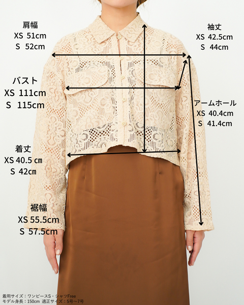 画像をギャラリービューアに読み込む, レースクロップドシャツ【654】