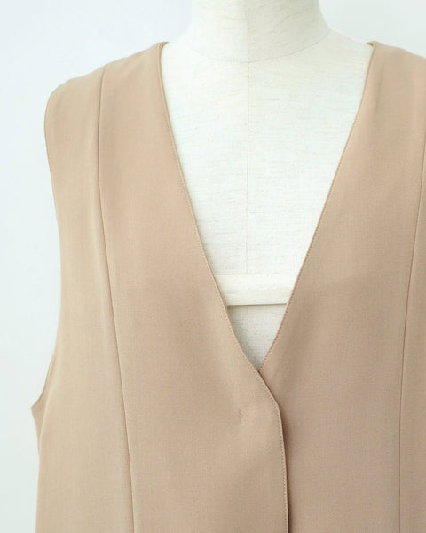 画像をギャラリービューアに読み込む, ノーカラーセミロングジレ(ブラック・ベージュのみセットアップ可能)【523】