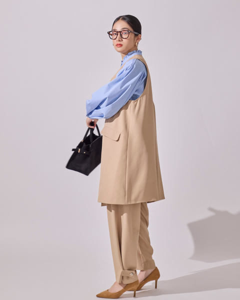 画像をギャラリービューアに読み込む, ノーカラーセミロングジレ(ブラック・ベージュのみセットアップ可能)【523】