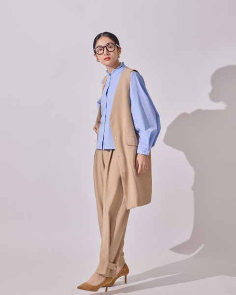 画像をギャラリービューアに読み込む, ノーカラーセミロングジレ(ブラック・ベージュのみセットアップ可能)【523】