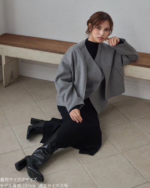 画像をギャラリービューアに読み込む, 低身長向けアウター/低身長向けコート/小柄アウター/小柄コート/アウター/コート/低身長/2025AW/ウールコート/国産上質生地/カシミヤ混