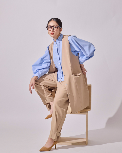 画像をギャラリービューアに読み込む, ノーカラーセミロングジレ(ブラック・ベージュのみセットアップ可能)【523】