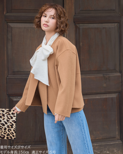 画像をギャラリービューアに読み込む, 低身長向けアウター/低身長向けコート/小柄アウター/小柄コート/アウター/コート/低身長/2025AW/ウールコート/国産上質生地/カシミヤ混