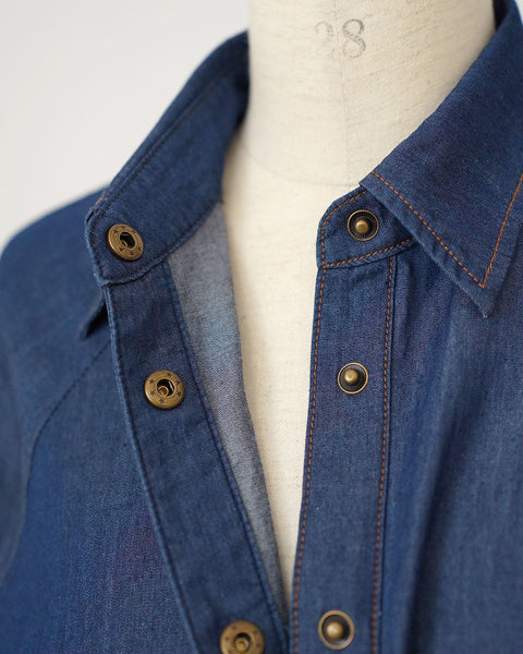 画像をギャラリービューアに読み込む, ドロストデニム調ワンピース【631】