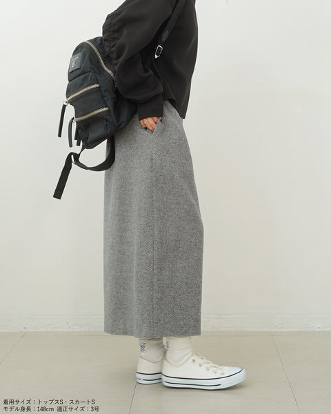 画像をギャラリービューアに読み込む, ヘリンボーンウールスカート(Japan Fabric)【567】