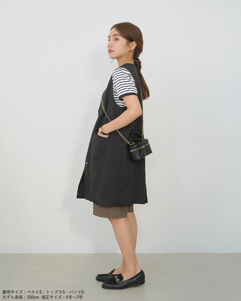 画像をギャラリービューアに読み込む, ノーカラーセミロングジレ(ブラック・ベージュのみセットアップ可能)【523】