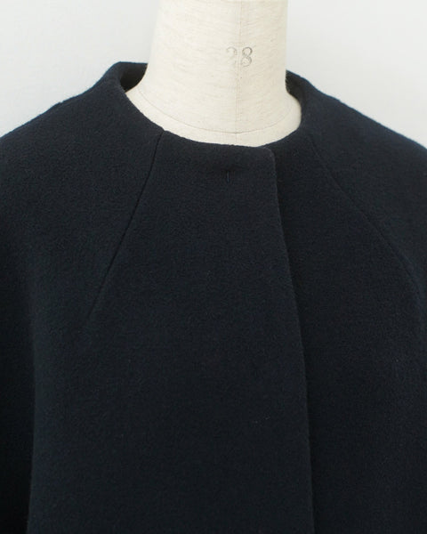 画像をギャラリービューアに読み込む, ノーカラーウールロングコート(Japan Fabric)【561】