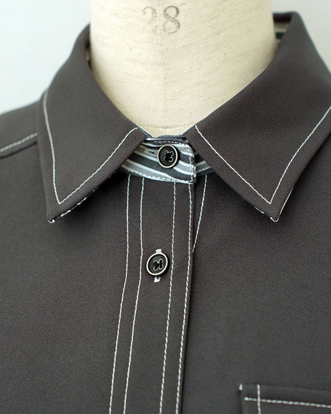 画像をギャラリービューアに読み込む, ストライプ配色シャツジャケット(セットアップ可能)【528】