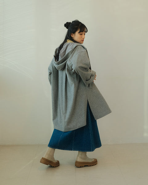 画像をギャラリービューアに読み込む, リラックスフードウールコート(Japan Fabric)【559】
