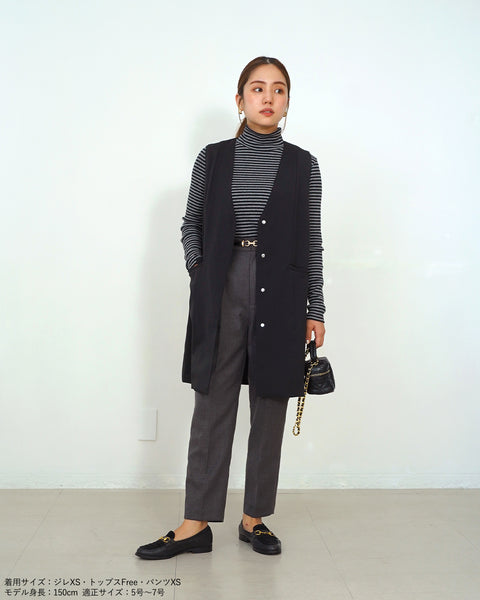 画像をギャラリービューアに読み込む, ノーカラーセミロングジレ(ブラック・ベージュのみセットアップ可能)【523】