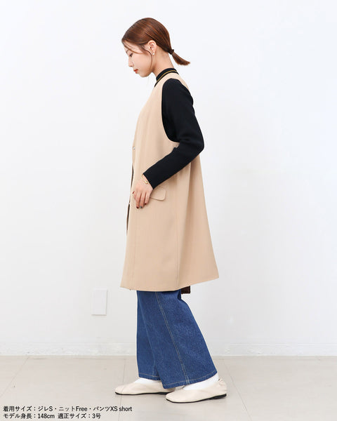 画像をギャラリービューアに読み込む, ノーカラーセミロングジレ(ブラック・ベージュのみセットアップ可能)【523】