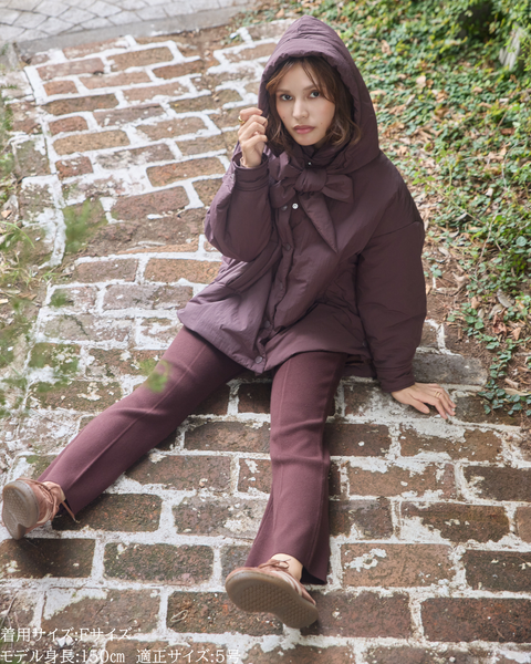 画像をギャラリービューアに読み込む, 低身長向けアウター/低身長向けコート/小柄アウター/小柄コート/アウター/コート/低身長/2025AW/パッファーコート/中綿コート/リボン/コーチ風ジャケット