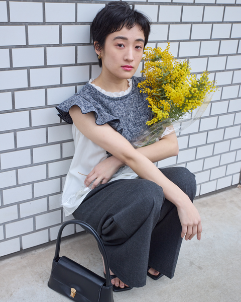 画像をギャラリービューアに読み込む, 低身長用シャツ/小柄用/低身長/ブラウス/ツイードデザインブラウス/低身長ブランド/小柄ブランド/フリルシャツ/フリルブラウス/コーディネートいらず/小柄シャツ