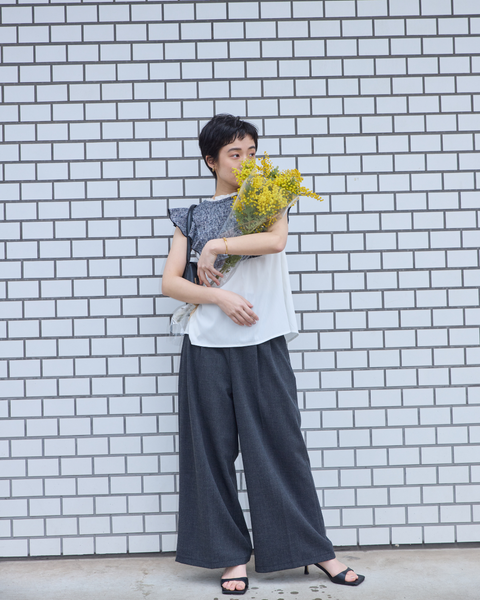 画像をギャラリービューアに読み込む, 低身長用シャツ/小柄用/低身長/ブラウス/ツイードデザインブラウス/低身長ブランド/小柄ブランド/フリルシャツ/フリルブラウス/コーディネートいらず/小柄シャツ