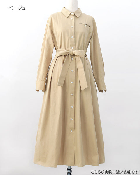 画像をギャラリービューアに読み込む, クリースラインシャツワンピース【819】