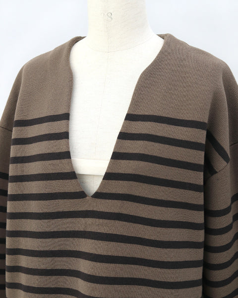 画像をギャラリービューアに読み込む, ディープスリットネックボーダーニット【821】