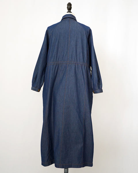 画像をギャラリービューアに読み込む, ドロストデニム調ワンピース【631】