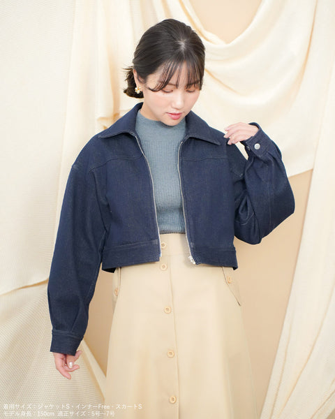 画像をギャラリービューアに読み込む, 低身長ジャケット/小柄ジャケット/低身長アウター/お直しいらず/低身長用/小柄用/低身長用羽織/デニム/小柄デニム/低身長デニム/デニムジャケット/小柄デニムジャケット