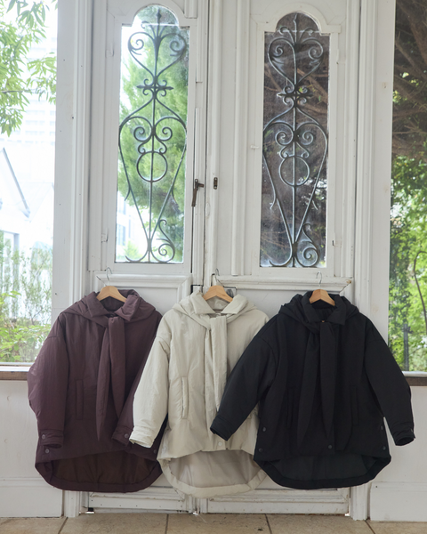 画像をギャラリービューアに読み込む, 低身長向けアウター/低身長向けコート/小柄アウター/小柄コート/アウター/コート/低身長/2025AW/パッファーコート/中綿コート/リボン/コーチ風ジャケット