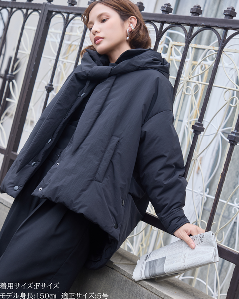 画像をギャラリービューアに読み込む, 低身長向けアウター/低身長向けコート/小柄アウター/小柄コート/アウター/コート/低身長/2025AW/パッファーコート/中綿コート/リボン/コーチ風ジャケット