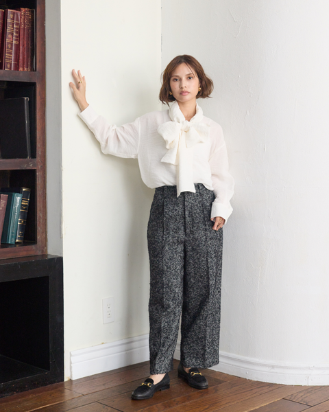 画像をギャラリービューアに読み込む, 小柄ブランド/低身長ブランド/低身長/小柄/小柄シャツ/ブラウス/ボウタイブラウス/リボンブラウス/取り外し可能/セルロース生地/上質素材/147㎝/Sサイズ