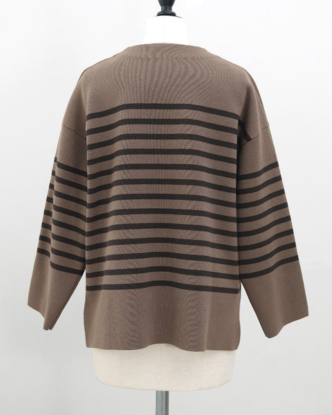 画像をギャラリービューアに読み込む, ディープスリットネックボーダーニット【821】