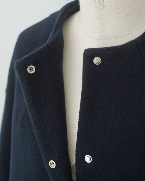 画像をギャラリービューアに読み込む, ノーカラーウールロングコート(Japan Fabric)【561】