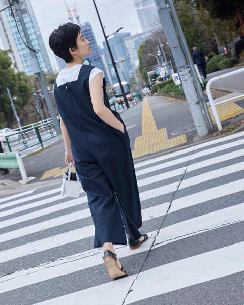 画像をギャラリービューアに読み込む, 低身長パンツ/低身長用ボトム/ボトム/リネンオーバーオール/小柄用/XSサイズ/SSサイズ/147㎝/低身長ブランド/低身長ハイウエストパンツ