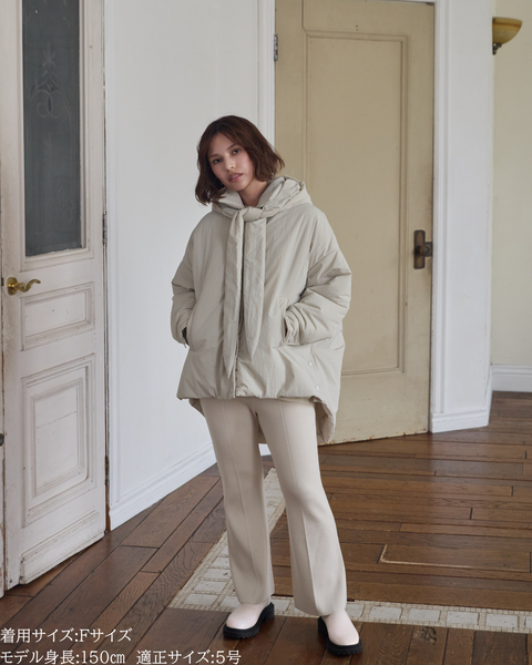 画像をギャラリービューアに読み込む, 低身長向けアウター/低身長向けコート/小柄アウター/小柄コート/アウター/コート/低身長/2025AW/パッファーコート/中綿コート/リボン/コーチ風ジャケット