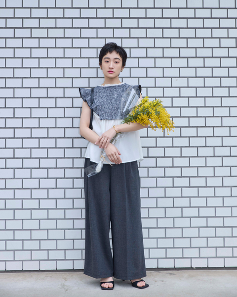 画像をギャラリービューアに読み込む, 低身長用シャツ/小柄用/低身長/ブラウス/ツイードデザインブラウス/低身長ブランド/小柄ブランド/フリルシャツ/フリルブラウス/コーディネートいらず/小柄シャツ