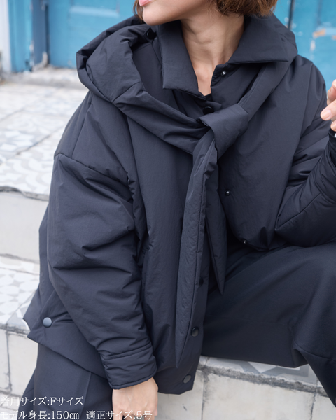 画像をギャラリービューアに読み込む, 低身長向けアウター/低身長向けコート/小柄アウター/小柄コート/アウター/コート/低身長/2025AW/パッファーコート/中綿コート/リボン/コーチ風ジャケット