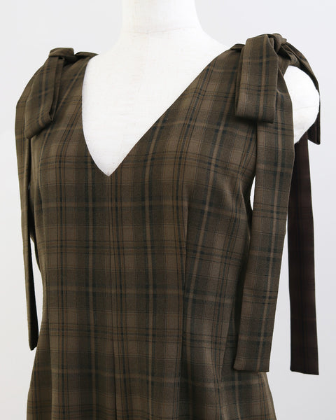 画像をギャラリービューアに読み込む, ショルダーリボンチェックロンパース【811】