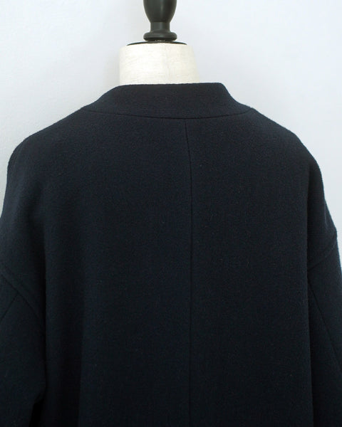 画像をギャラリービューアに読み込む, ノーカラーウールロングコート(Japan Fabric)【561】