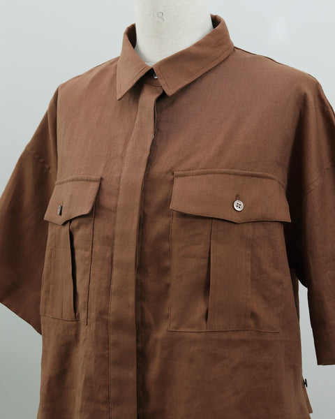 画像をギャラリービューアに読み込む, コットンリネンツイルシャツ(セットアップ可能)(Japan Fabric)【766】