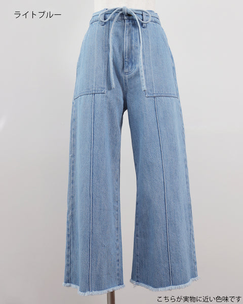 画像をギャラリービューアに読み込む, フリンジデニムパンツ(セットアップ可能)【784】