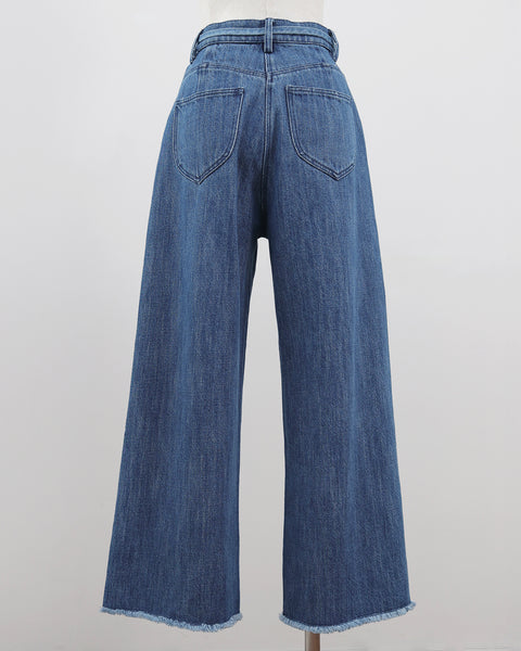 画像をギャラリービューアに読み込む, フリンジデニムパンツ(セットアップ可能)【784】