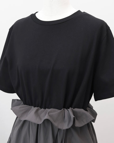 画像をギャラリービューアに読み込む, 小柄ワンピース/低身長ワンピース/異素材切替ワンピース/切替ワンピース/低身長ブランド/小柄用/低身長用ワンピース